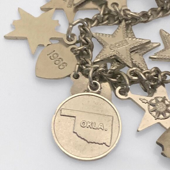 Sterling Silver Beta Sigma Phi Sorority Star Heart Charm Bracelet - Picture 7 of 9